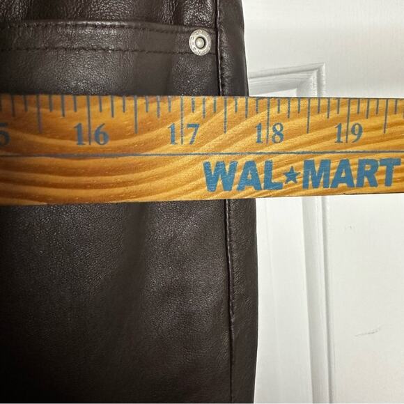 Newport News Brown Leather Lined Pants trousers size 8 30 x 30” - Picture 9 of 12